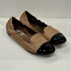 AGL ATTILIO GIUSTI LEOMBRUNI Cap Toe Ballet Flat Size 40 Patent Leather Beige
